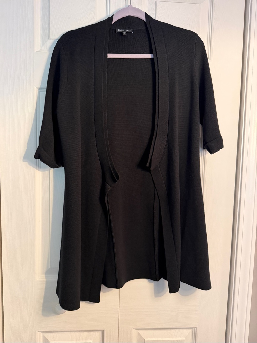 Eileen Fisher black open silk cardigan size XS